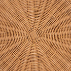 bali & pari Dayo Scalloped Natural Rattan Console Table with Drawer - Handwoven Wicker Accent Table with Flared Skirt, Coastal Boho Style for Entryway or Living Room, Round