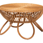 bali & pari Abel Natural Rattan Coffee Table with Splayed Legs - Handcrafted Boho Accent Table, Light Honey