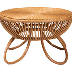 bali & pari Abel Natural Rattan Coffee Table with Splayed Legs - Handcrafted Boho Accent Table, Light Honey