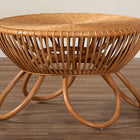 bali & pari Abel Natural Rattan Coffee Table with Splayed Legs - Handcrafted Boho Accent Table, Light Honey