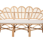 bali & pari Eliava Natural Rattan Accent Bench with Removable Cushion - Coastal Boho Style Loveseat with Scalloped Fan Back Design for Indoor Living Room or Sunroom Seating