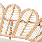 bali & pari Eliava Natural Rattan Accent Bench with Removable Cushion - Coastal Boho Style Loveseat with Scalloped Fan Back Design for Indoor Living Room or Sunroom Seating