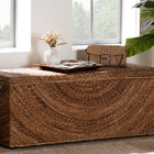 bali & pari Verino Handwoven Seagrass Storage Bench with Removable Lid - Rustic Wicker Trunk Chest for Entryway, Living Room, or Bedroom Organization