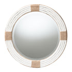 bali & pari Makya Round  Woven Rope Mirror - Coastal Mirror with White Fabric and Woven Jute Accents for Farmhouse, Boho Wall Decor, Beach House