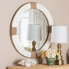 bali & pari Makya Round  Woven Rope Mirror - Coastal Mirror with White Fabric and Woven Jute Accents for Farmhouse, Boho Wall Decor, Beach House