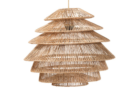 bali & pari Kaede Handwoven Jute Pendant Lampshade -  Coastal Boho Ceiling Light Cover with Tiered Design