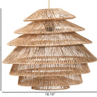 bali & pari Kaede Handwoven Jute Pendant Lampshade -  Coastal Boho Ceiling Light Cover with Tiered Design