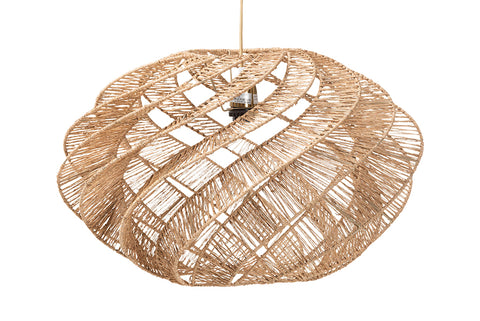 bali & pari Enola Handwoven Jute Pendant Lampshade - Boho Chic Ceiling Light Cover with Twisted Spiral Design