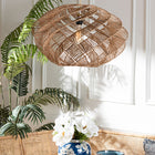 bali & pari Enola Handwoven Jute Pendant Lampshade - Boho Chic Ceiling Light Cover with Twisted Spiral Design