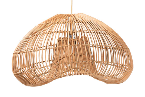 bali & pari Hansa Natural Rattan Pendant Lampshade - Handcrafted Dome-Shape Ceiling Light Cover, Coastal Boho Décor