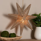 bali & pari Idriya Handwoven Jute Pendant Lampshade - Star-Shaped Natural Fiber Light Cover, Coastal Boho Lighting Decor