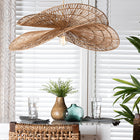 bali & pari Theanna Woven Jute Pendant Lampshade - Handwoven Boho Floral Light Accessory, Natural Wicker Ceiling Shade