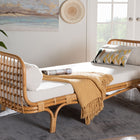 bali & pari Aiko Handwoven Natural Rattan Daybed with Cushion - Boho Coastal Lounge Bed for Living Room, Bedroom, or Sunroom