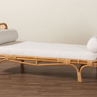 bali & pari Aiko Handwoven Natural Rattan Daybed with Cushion - Boho Coastal Lounge Bed for Living Room, Bedroom, or Sunroom