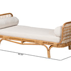 bali & pari Aiko Handwoven Natural Rattan Daybed with Cushion - Boho Coastal Lounge Bed for Living Room, Bedroom, or Sunroom