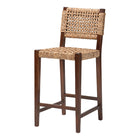 bali & pari Alise Handwoven Seagrass Bar Stool with Mahogany Wood Frame - Bar-Height Chair with Woven Back and Seat for Kitchen Island or Home Bar, Earthy Brown