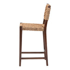bali & pari Alise Handwoven Seagrass Bar Stool with Mahogany Wood Frame - Bar-Height Chair with Woven Back and Seat for Kitchen Island or Home Bar, Earthy Brown