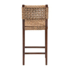 bali & pari Alise Handwoven Seagrass Bar Stool with Mahogany Wood Frame - Bar-Height Chair with Woven Back and Seat for Kitchen Island or Home Bar, Earthy Brown