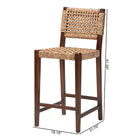 bali & pari Alise Handwoven Seagrass Bar Stool with Mahogany Wood Frame - Bar-Height Chair with Woven Back and Seat for Kitchen Island or Home Bar, Earthy Brown
