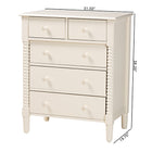 Baxton Studio Braith Farmhouse Ivory Spindle Wood 5-Drawer Chest