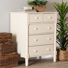 Baxton Studio Braith Farmhouse Ivory Spindle Wood 5-Drawer Chest