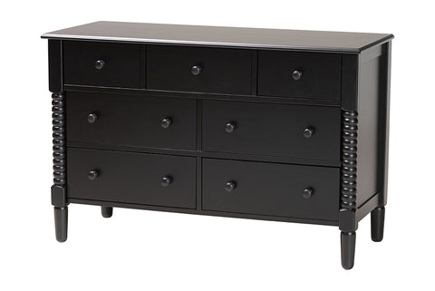 Baxton Studio Braith Farmhouse Black Spindle Wood 7-Drawer Dresser