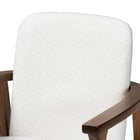 Baxton Studio Miyagi Boucle Upholstered Dining Chair Set of 2- Mid-Century Modern Armchair with Solid Wood Frame and Rounded Backrest, Walnut Brown and White