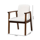 Baxton Studio Miyagi Boucle Upholstered Dining Chair Set of 2- Mid-Century Modern Armchair with Solid Wood Frame and Rounded Backrest, Walnut Brown and White