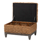 bali & pari Bailey Handwoven Seagrass Storage Ottoman with Lift-Top Lid - Rustic Wicker Trunk or Footrest with Inner Compartment for Living Room or Entryway, Square
