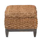 bali & pari Bailey Handwoven Seagrass Storage Ottoman with Lift-Top Lid - Rustic Wicker Trunk or Footrest with Inner Compartment for Living Room or Entryway, Square
