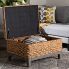 bali & pari Bailey Handwoven Seagrass Storage Ottoman with Lift-Top Lid - Rustic Wicker Trunk or Footrest with Inner Compartment for Living Room or Entryway, Square