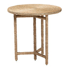 bali & pari Fumito Handwoven Seagrass End Table - Round Boho Side Table with Wrapped Frame, Handmade Coastal Décor for Living Room or Sun Room