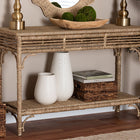 bali & pari Ganit Handwoven Seagrass Console Table - Entryway Table with Wrapped Frame and Lower Shelf, Accent Table for Hallway, Living Room, or Foyer Decor