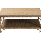 bali & pari Ganit Handwoven Seagrass Coffee Table - Square Center Table with Wrapped Frame and Lower Shelf, Coastal Boho Accent Furniture for Living Room or Lounge
