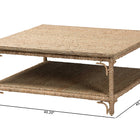 bali & pari Ganit Handwoven Seagrass Coffee Table - Square Center Table with Wrapped Frame and Lower Shelf, Coastal Boho Accent Furniture for Living Room or Lounge