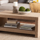 bali & pari Adaya Handwoven Jute Coffee Table - Rectangular Living Room Center Table with Open Shelf Storage, Handcrafted Boho Accent Furniture