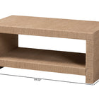 bali & pari Adaya Handwoven Jute Coffee Table - Rectangular Living Room Center Table with Open Shelf Storage, Handcrafted Boho Accent Furniture