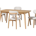 Baxton Studio Emily 5-Piece Dining Set - Solid Wood Rectangular Table with Boucle Upholstered Chairs, Mid-Century Modern Dining Furniture for Kitchen or Dining Room, Natural and White