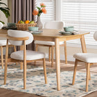 Baxton Studio Emily 5-Piece Dining Set - Solid Wood Rectangular Table with Boucle Upholstered Chairs, Mid-Century Modern Dining Furniture for Kitchen or Dining Room, Natural and White