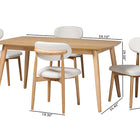 Baxton Studio Emily 5-Piece Dining Set - Solid Wood Rectangular Table with Boucle Upholstered Chairs, Mid-Century Modern Dining Furniture for Kitchen or Dining Room, Natural and White