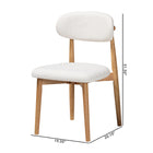 Baxton Studio Wattsu Boucle Upholstered Dining Chair Set of 2- Mid-Century Modern Side Chair with Solid Wood Frame and Rounded Backrest, Natural and White