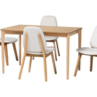 Baxton Studio Hudson 5-Piece Dining Set - Solid Wood Rectangular Table with Boucle Upholstered Chairs, Mid-Century Modern Dining Furniture for Kitchen or Dining Room, Natural and White