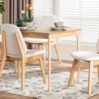 Baxton Studio Hudson 5-Piece Dining Set - Solid Wood Rectangular Table with Boucle Upholstered Chairs, Mid-Century Modern Dining Furniture for Kitchen or Dining Room, Natural and White
