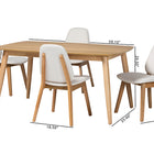 Baxton Studio Jennica 5-Piece Dining Set - Solid Wood Rectangular Table with Boucle Upholstered Chairs, Mid-Century Modern Dining Furniture for Kitchen or Dining Room, Natural and White