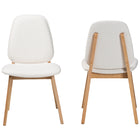Baxton Studio Hudson Boucle Upholstered Dining Chair Set of 2- Mid-Century Modern Side Chair with Solid Wood Frame and Rounded Backrest, Natural and White