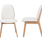 Baxton Studio Hudson Boucle Upholstered Dining Chair Set of 2- Mid-Century Modern Side Chair with Solid Wood Frame and Rounded Backrest, Natural and White