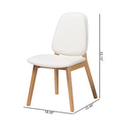 Baxton Studio Hudson Boucle Upholstered Dining Chair Set of 2- Mid-Century Modern Side Chair with Solid Wood Frame and Rounded Backrest, Natural and White