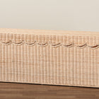bali & pari Damita Scallop Natural Rattan Chest with Lift-top Lid - Coastal Boho Style Storage Bench for Bedroom, Entryway, or Living Room Organization