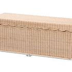 bali & pari Damita Scallop Natural Rattan Chest with Lift-top Lid - Coastal Boho Style Storage Bench for Bedroom, Entryway, or Living Room Organization