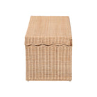 bali & pari Damita Scallop Natural Rattan Chest with Lift-top Lid - Coastal Boho Style Storage Bench for Bedroom, Entryway, or Living Room Organization